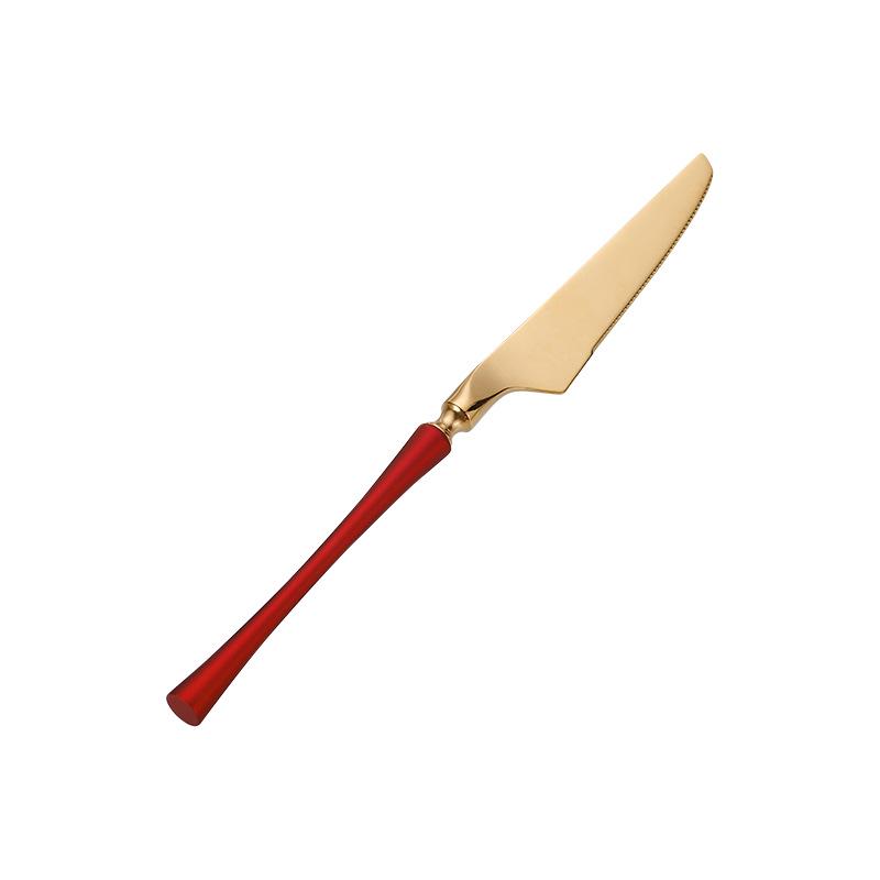 Набор столовых приборов из нержавеющей стали с узкой талией: Нож для стейка, Вилка, Десертная ложка, Зеркальная полировка.