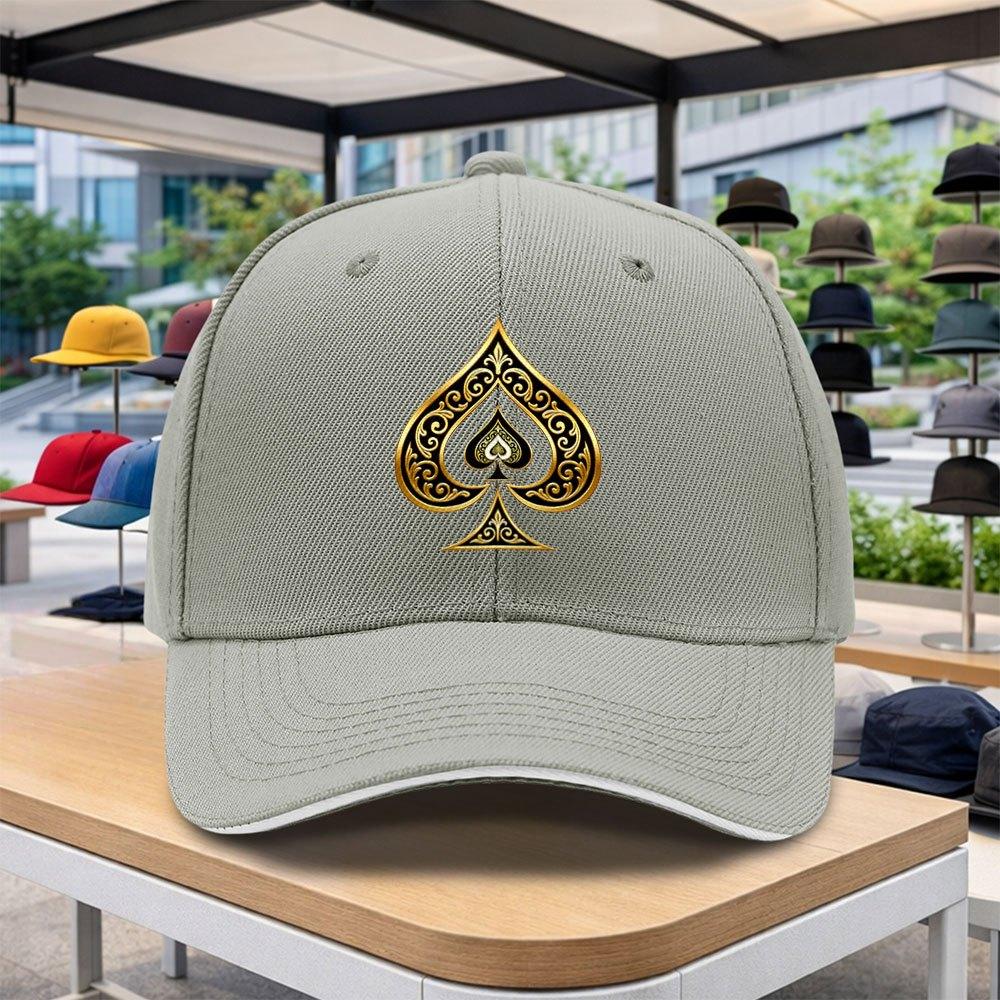 Black Golden Spade Baseball Cap Adjustable Duckbill Hat Unisex Lightweight for Outdoor Sports Cycling Festivals