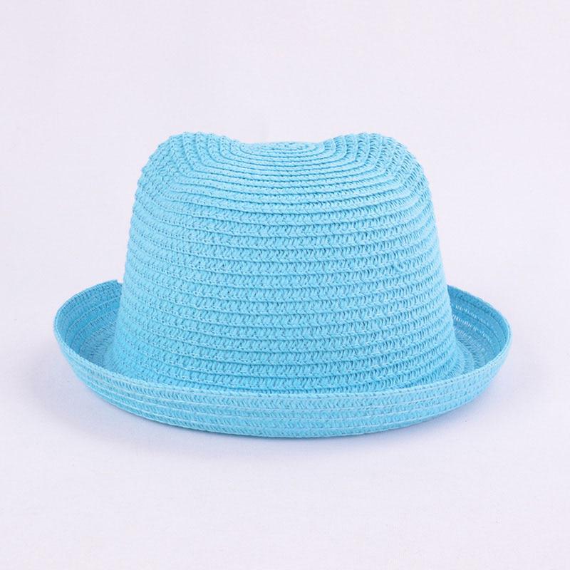 Lovely Baby Bucket Hat With Ear Solid Girl Straw Hats Kids Summer Beach Sun Caps