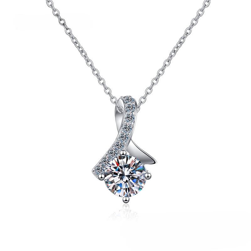 Ожерелье из стерлингового серебра 0,5-1 карата с муассанитом для женщин, модное ювелирное изделие с бриллиантами для помолвки