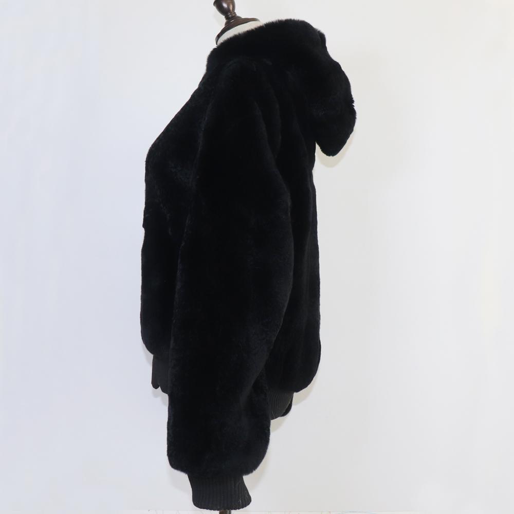 Женское пальто с капюшоном из натурального меха кролика Рекс, натуральная толстая куртка из меха кролика Рекс, женская теплая куртка из 100% натурального меха кролика Рекс