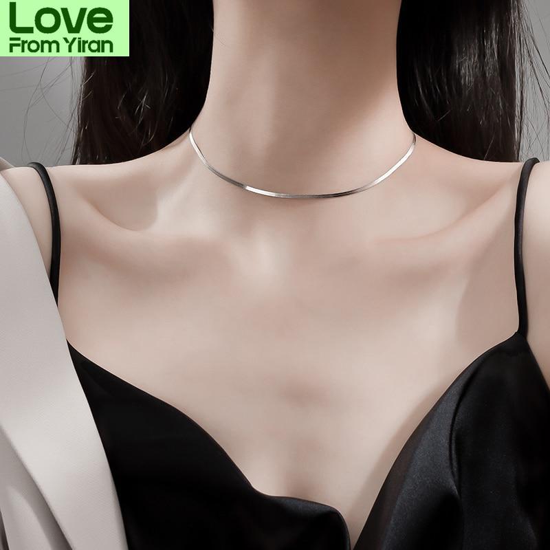 925 стерлингового серебра сияющая ключичная цепочка ожерелье для женщин вечерние чокеры ожерелье ювелирные изделия оптом S -N632