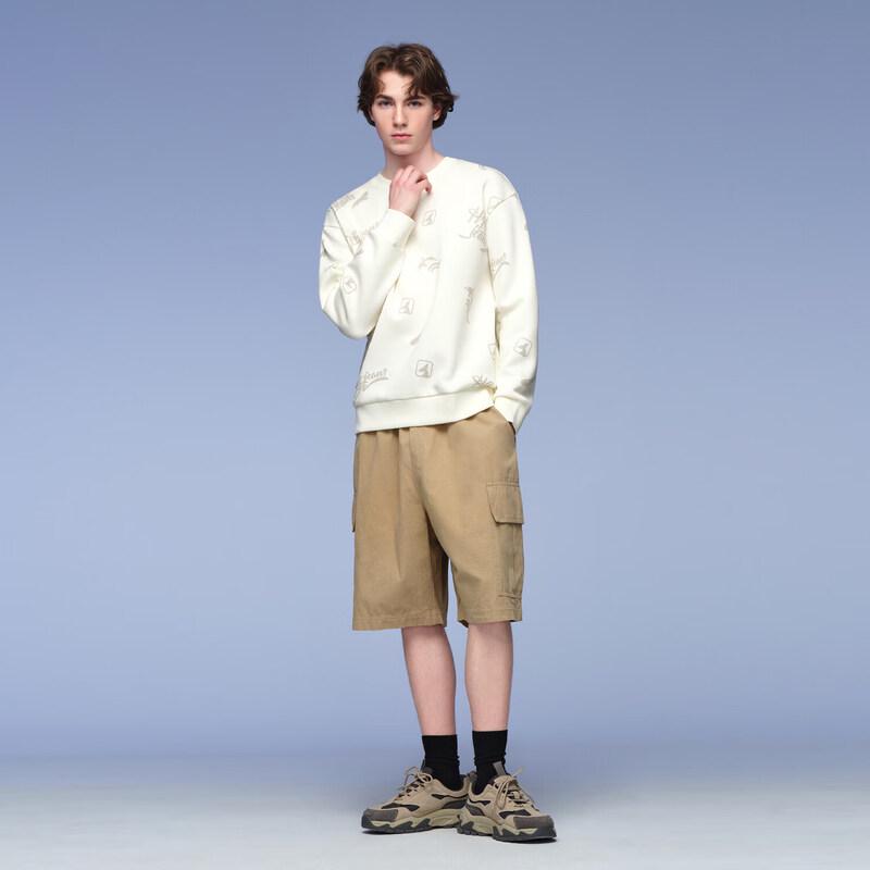 HLA Black Whale Men's 25 Letter Print Crew Neck Sweatshirt