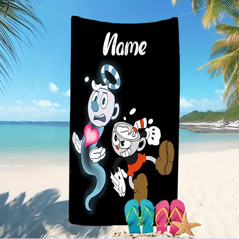 Customizable personalized beach towels Cuphead themed designs.Suitable for the beach, yoga, sports;ideal as beach accessories