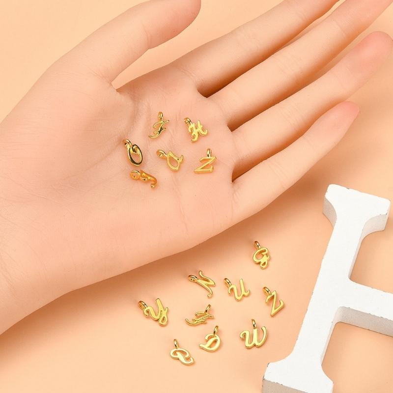 2 Set 26 A-Z Initial Letter Alloy Pendant Alphabet Charm DIY Jewellery Kit for Necklace Bracelet Earring Crafts DIY