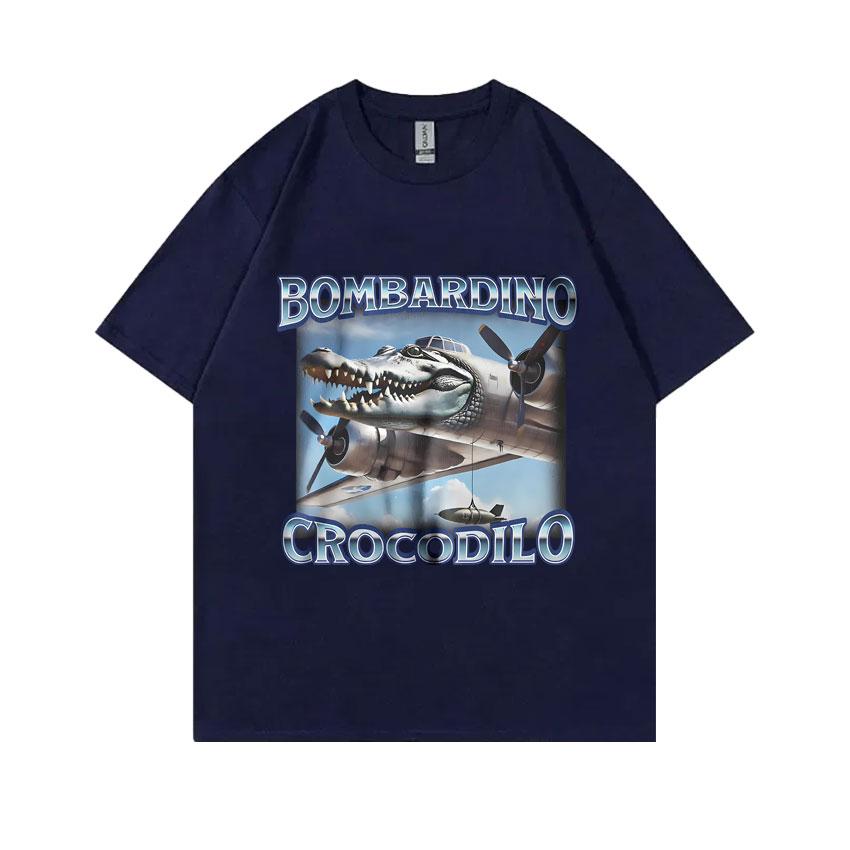 Bombardiro Crocodilo Funny Crocodile Plane Bomber Meme T-shirts Men Women Gothic Vintage T Shirts Casual Humor Oversized T Shirt