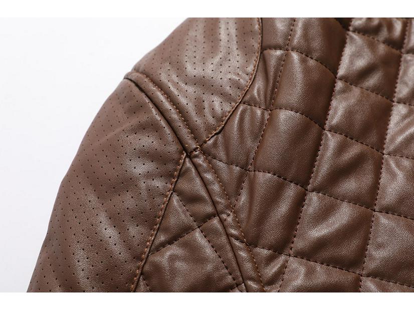 Мужская черная кожаная куртка с воротником-стойкой, на молнии, с прорезными карманами и прямым низом для осенне-зимней повседневной носки