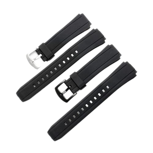 20mm Silicone Rubber Watch Strap with Convex Joint, Black, for Men and Women, Sport Watch Band, Bracelet, Accessories for Casio Edifice EF-552 (Black,