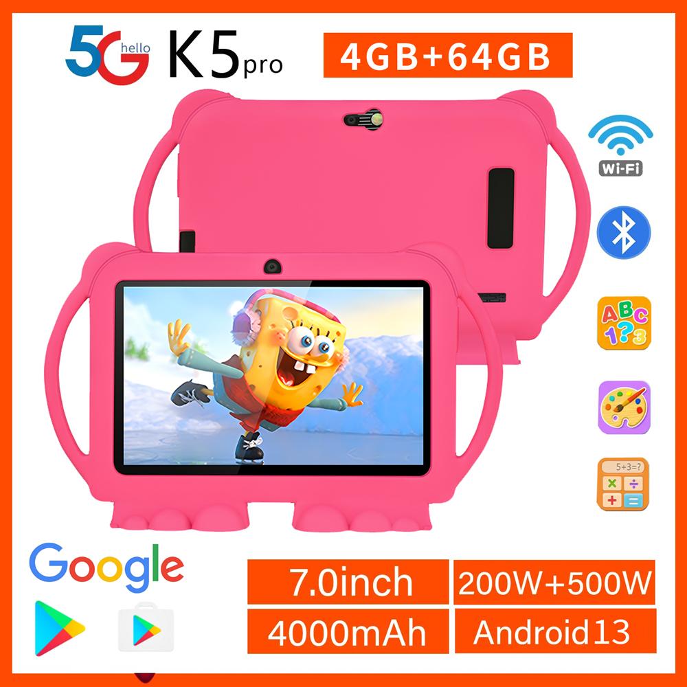 2024 BDF Kid Tablet K5 Android13 4GB+64GB WiFi Bluetooth 4000mAh 7 Inch LCD