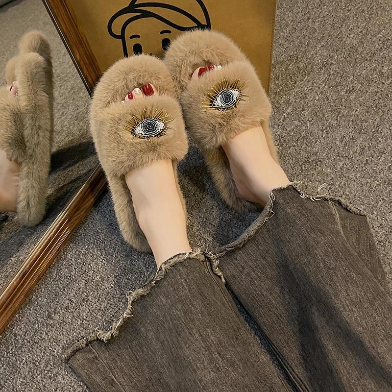 Модные тапочки женские зимние 2024 модные мягкие теплые плюшевые шлепанцы удобные на платформе меховые домашние нескользящие женские хлопковые туфли Zapatos