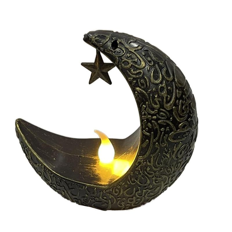 Хэллоуин EID Mubarak Декоративная Лампа Светодиодная Электронная Светящаяся Ночная Лампа Звезда Луна Свеча Освещение Мусульманская Вечеринка Рамадан Украшение