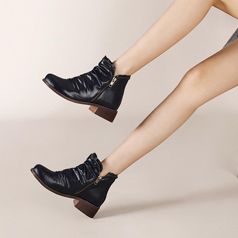 B/Женские короткие ботинки на низком каблуке, новые удобные осенние и зимние ботинки Мартин на толстом каблуке, женская обувь большого размера в стиле ретро
