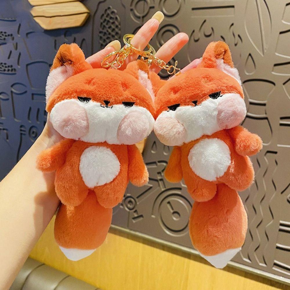Plush Cartoon Big Tail Orange Car Keychain Cartoon Big Tail Doll Pendant  Kids Children Girls Boys