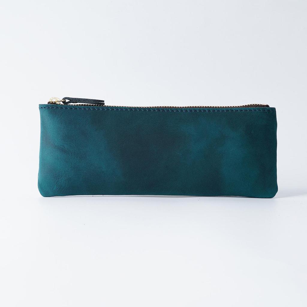 Unisex Genuine Leather Zipper Pencil Case - Handmade Retro Cowhide Stationery Box