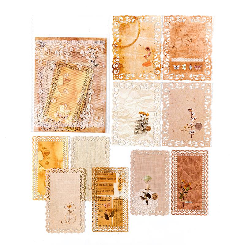 10 pcs Vintage lace Floral pattern material paper Literature and Art Decorative Diary Album Scrapbooking Background paper
