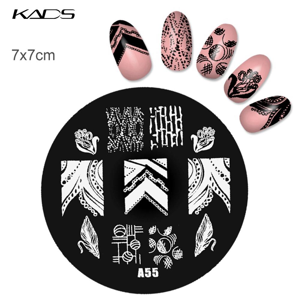 kads 1PC Round Stainless Steel Nail Art Nail Stamping Plates Manicure Stamp DIY for Nail Templates Classic Series Tools