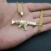 Punk Style Hiphop Scar Rifle Pendant Chain Necklace Men Party Wearriing Golden Color Necklaces