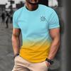 Summer Gradient Short Sleeved T-shirt 3D Printed Round Neck Top Men's T-shirts