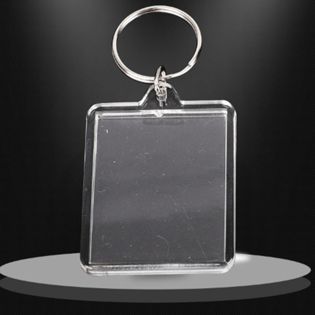 50 шт. Брелок для ключей с фоторамкой, прямоугольный, прозрачный, цепочка для ключей, брелок, подвеска-держатель для фото