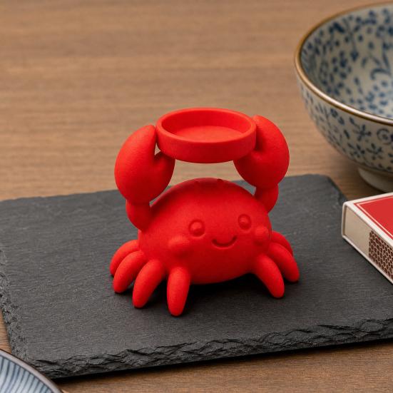 Huaqianguhh 3D-печатный подсвечник-краб, креативный красный декор для чайной свечи для спальни, стола, термостойкий прочный поддон с защитой от капель,