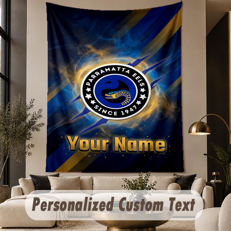 Custom Text Tapestry Parramatta Eels Print Wall Tapestry Indoor Living Room Wall Decor