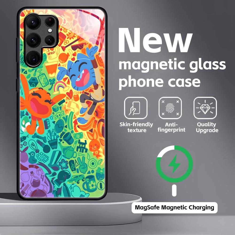 The Amazing World of Gumball Phone Case For Samsung S25 S24 S23 S22 S21 S20 Plus Ultra Note20 Glass Magnetic Case