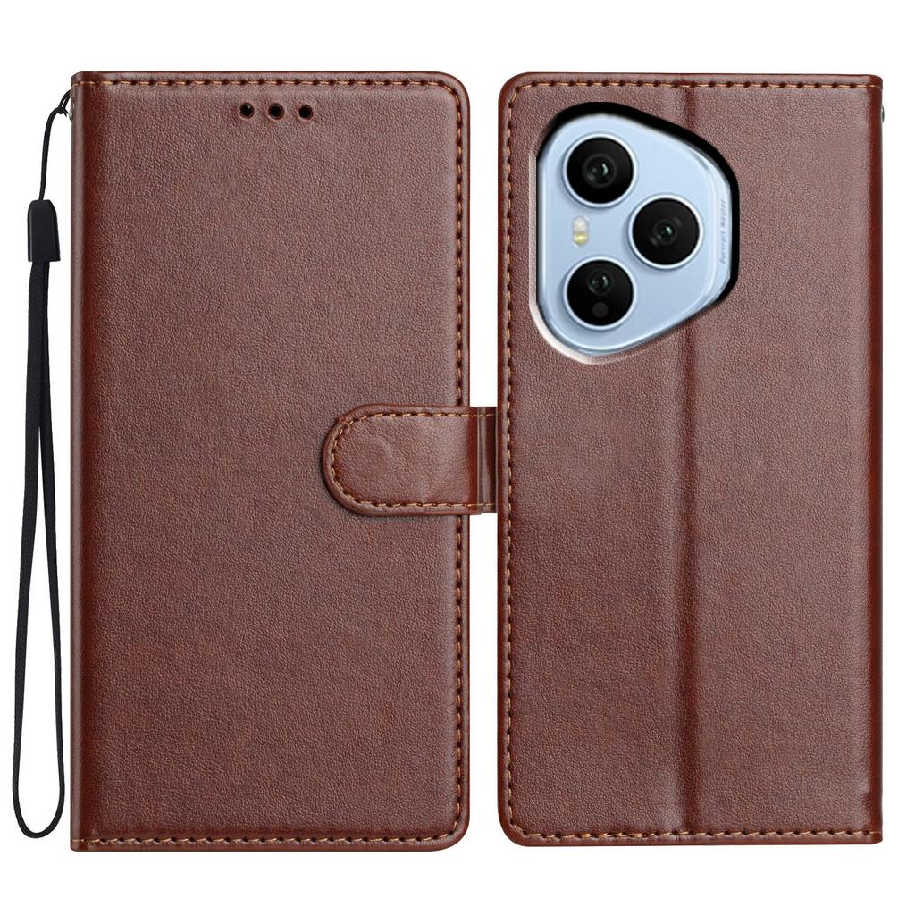 Для Honor 400 Pro 5G (Глобальный) Кожаный чехол-кошелек-подставка для телефона с удобным ремешком