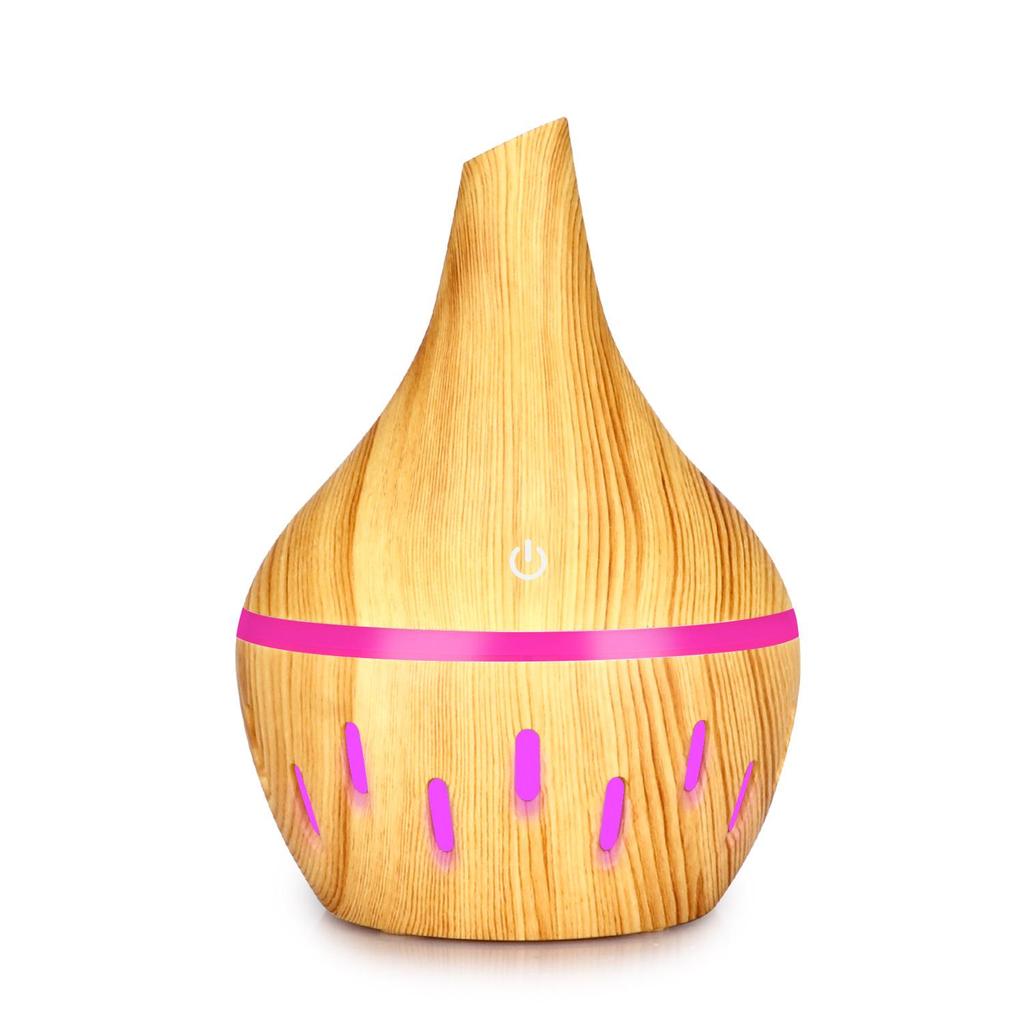 Увлажнитель воздуха с плоским горлышком и отделкой под дерево, 300 мл, с ночником - USB Mini Office Desktop Aromatherapy Companion