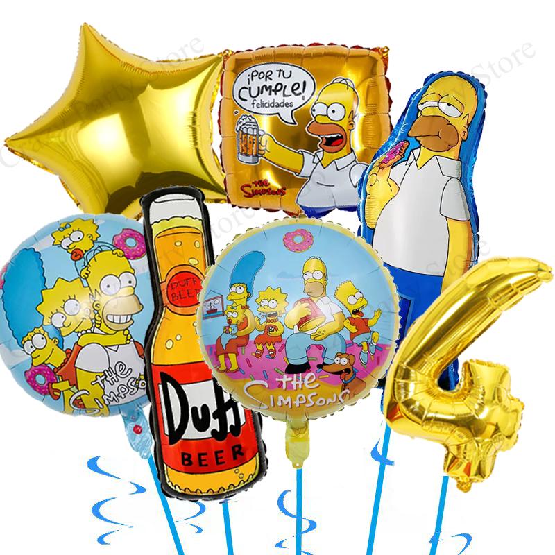Birthday Decoration Simpsonsed Birthday Tableware Tablecloth Balloons Funny Yellow TV Famliy Home Baby Shower Party Favors