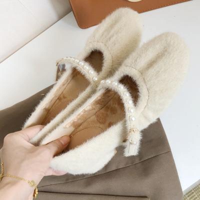 2024 Новые зимние женские теплые туфли на плоской подошве, модные ленивые туфли Мэри Джейн без застежек, женская мягкая подошва, уличное хлопковое облачение для бабушек