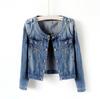 Винтажная короткая куртка, верхняя одежда, осенняя женская джинсовая куртка с длинным рукавом, повседневная джинсовая куртка-бомбер