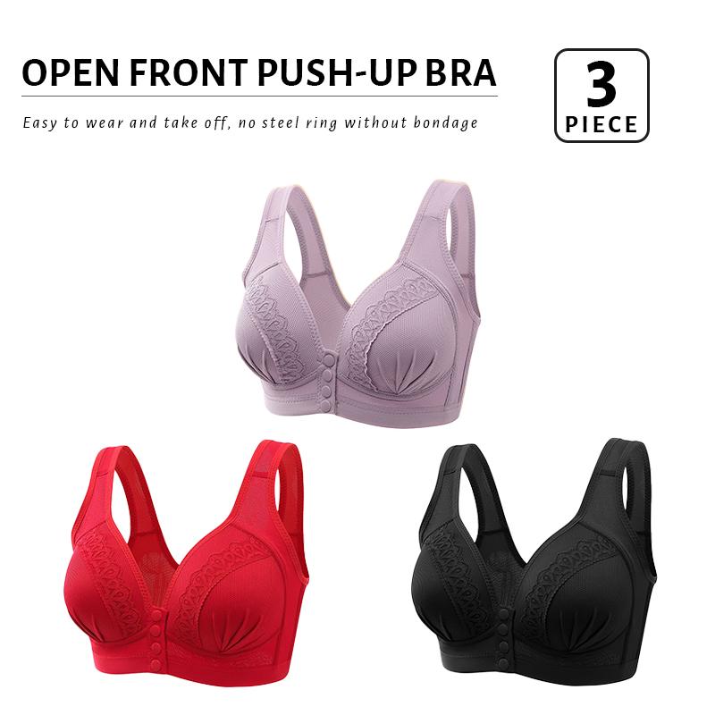 3 шт./компл. бюстгальтер с застежкой спереди, бюстгальтеры пуш-ап, бесшовный беспроводной бюстгальтер, женское удобное нижнее белье, сексуальное женское нижнее белье 36BC-46BC