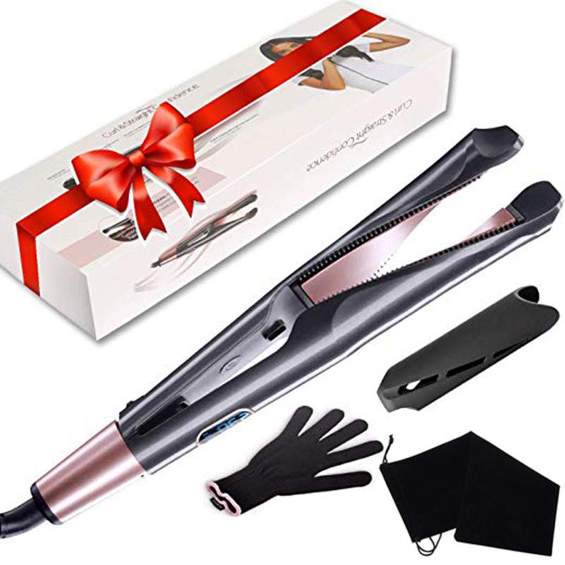 2 In 1 Twisted Flat Iron Hair Straightener And Curler Iron Ceramic Fast Heating Twist Straightening Curling Iron Multi-Styler