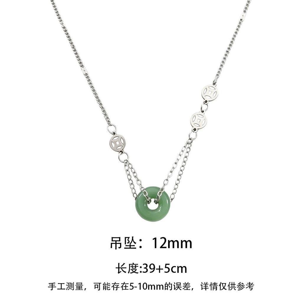New Chinese style green peace buckle necklace for women, new niche design clavicle chain, internet celebrity simple neck chain necklace