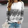 Топы для женщин с принтом рождественского снежного пейзажа, круглым вырезом и длинным рукавом, футболка, осенний повседневный тонкий пуловер, женский топ с длинным рукавом
