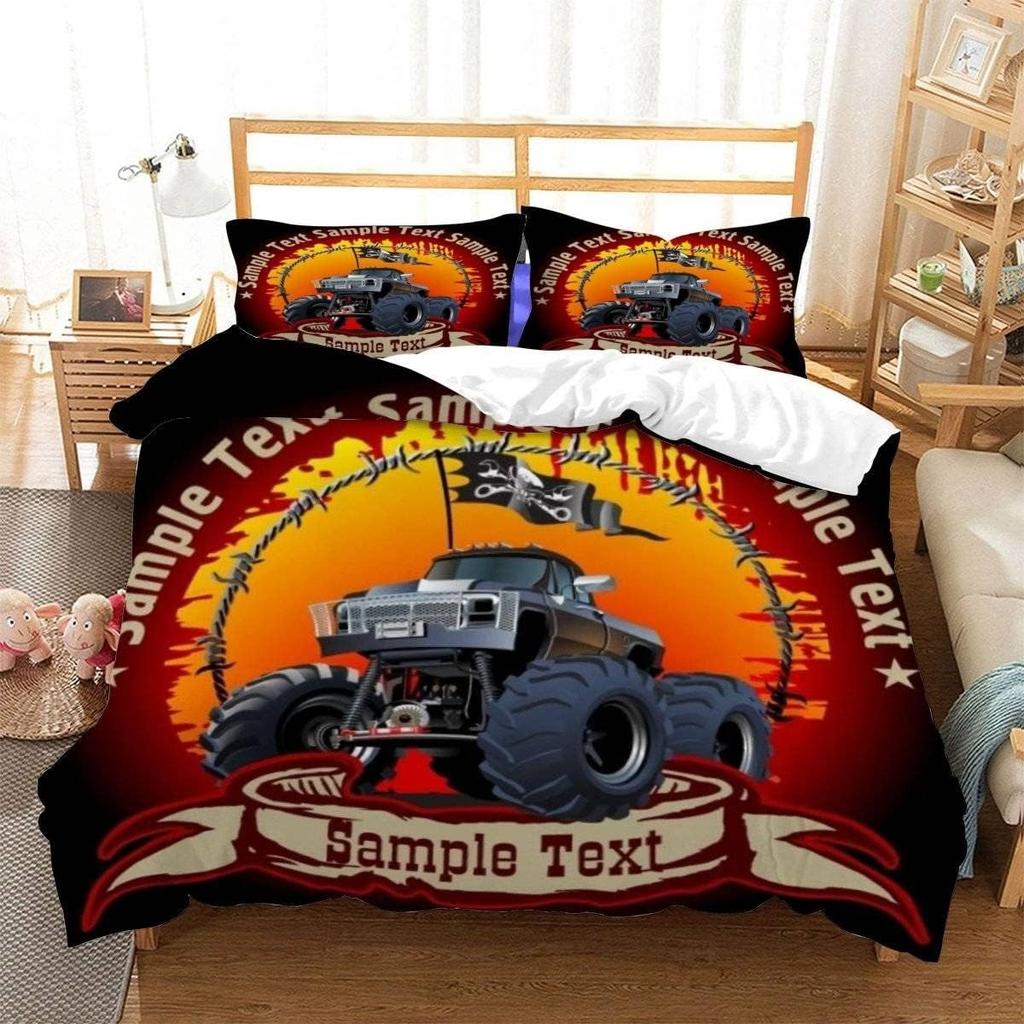 Постельное белье на гоночную тематику с 3D-принтом мультяшного монстр-трака, мягкое пуховое антиаллергенное пуховое пододеяльник, комплект постельного белья для взрослых, подростковое