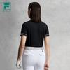 Fila Модная простая спортивная удобная вязаная футболка-поло с коротким рукавом для женщин Серия Golf Глубокий черный A11W625109FBK
