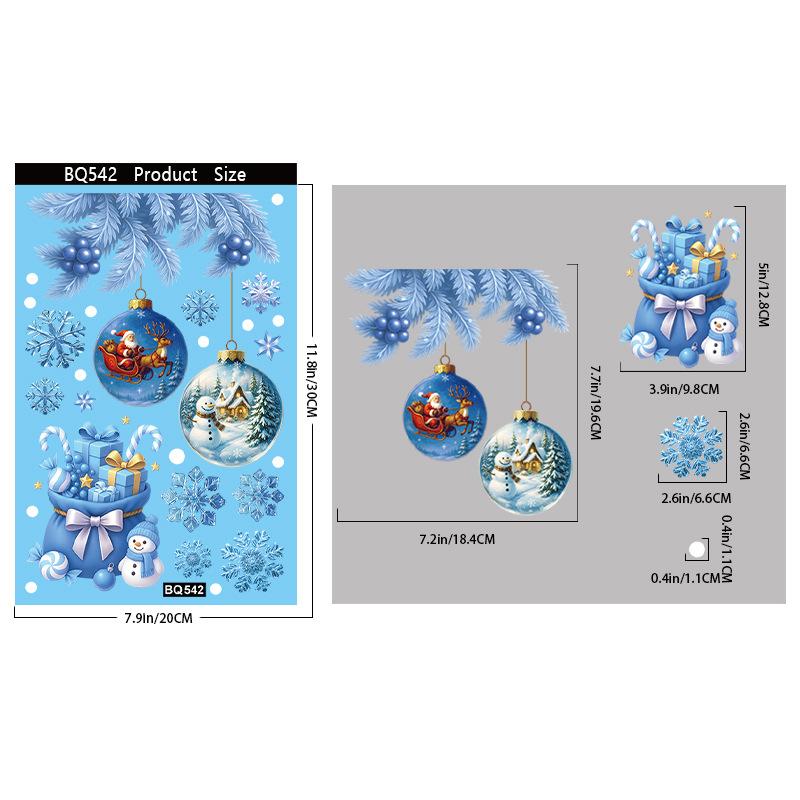 Праздничные рождественские наклейки на окна с мультяшным лосем, Санта-Клаусом и снеговиком
