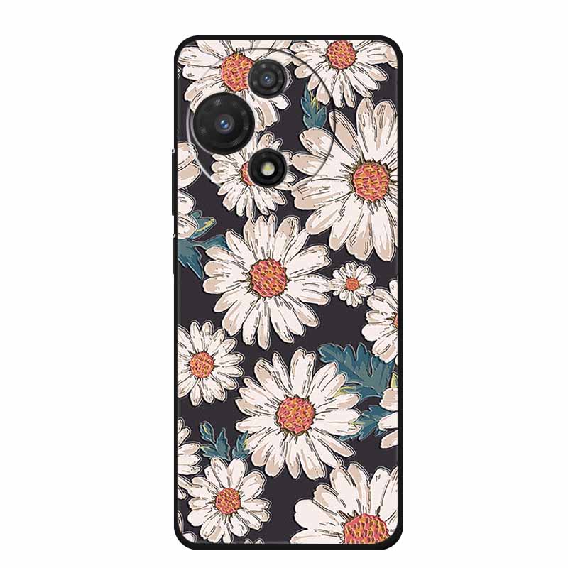 3D Embossed Case For TCL 60 SE NXTpaper 5G Phone Case Coque Flowers Black Silicone Soft Back Cover For TCL 60 NxtPaper 60R Case
