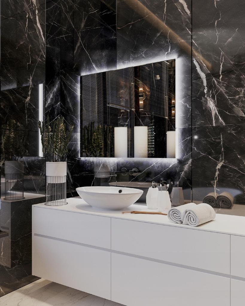 Lustro Podświetlane Led 65X90 Wodoszczelność Ip65 Wieszane Pion Poziom