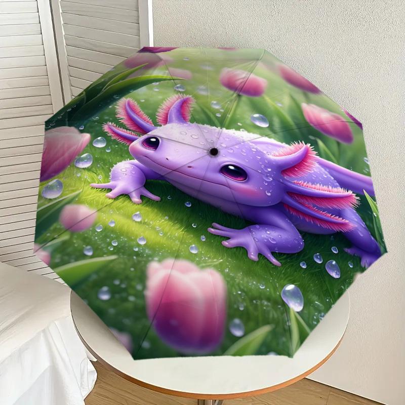 1PC Axolotl Umbrella-8-Rib Reinforced, Automatic Open, Lightweight & Durable, Fashion Accessory for Outdoor, J0376