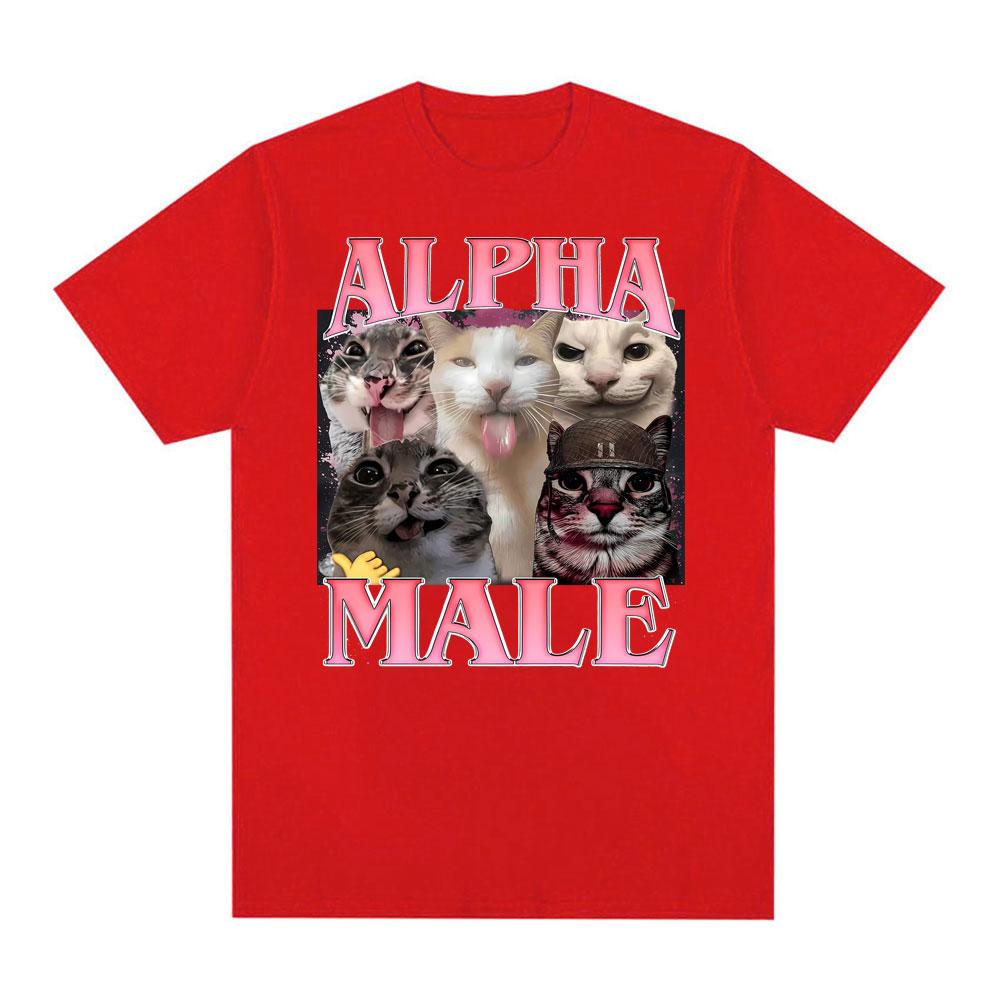 Alpha Male Funny Cat Meme TShirt Unisexs Clothing Harajuku Fashion Classic Summer Tee Shirt Casual Oversized High Quality T Shirt