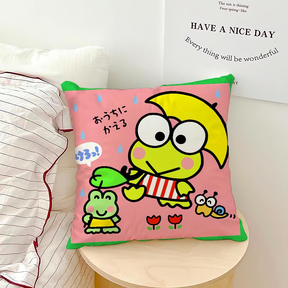 Sanrio Cartoon Big Eyed Frog Pillowcase Decoration Home Doublesided Printed Square Pillow Living Room Decoration Pillowcase Gif