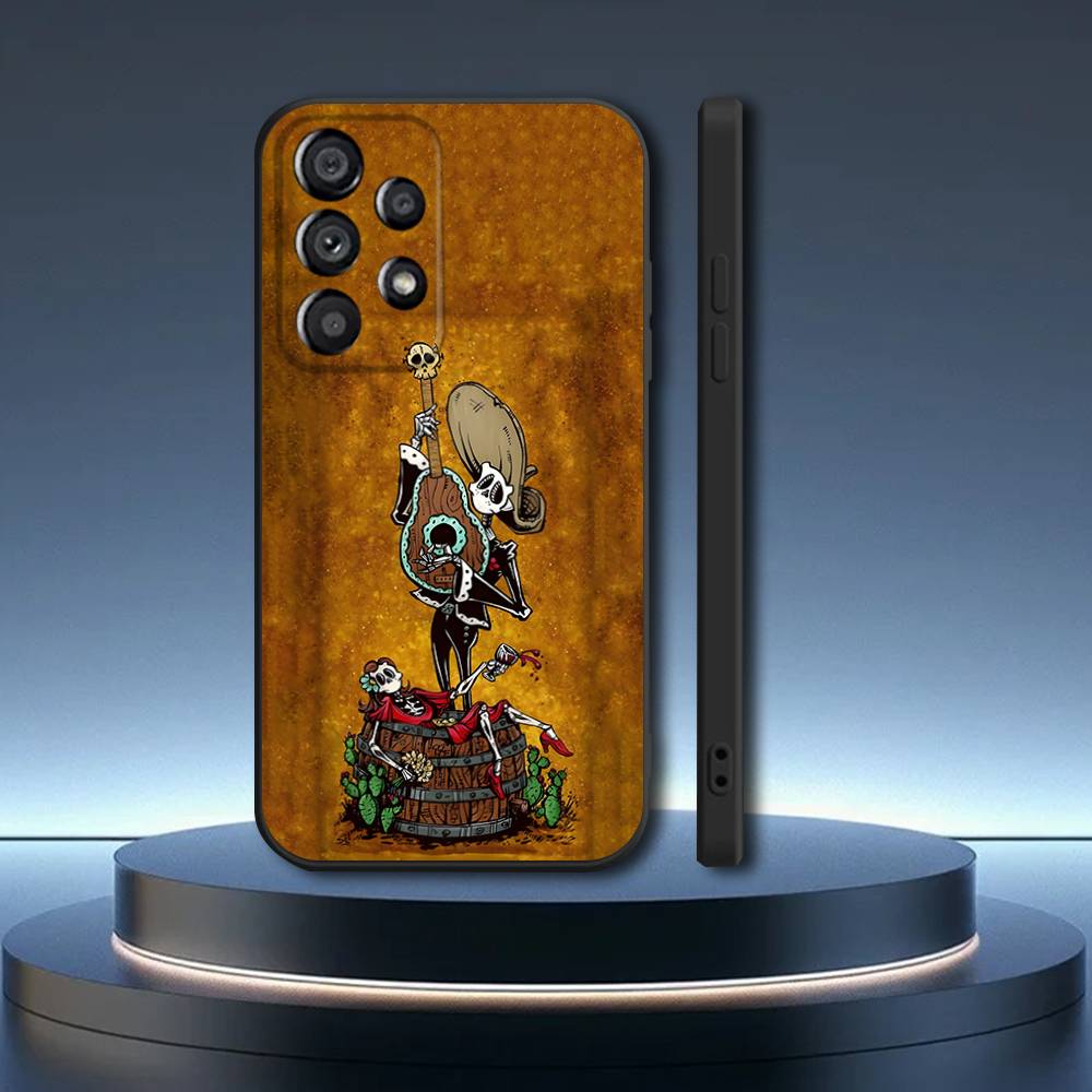 Day of the Dead Mexican Catrina Skull Phone Case  For Samsung Galaxy A73,31,32,72,41,53,52,71,22,5G,Note,J7,8,9 Soft Black Cover