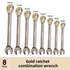 8Piece Ratchet Spanner Combination Wrench Keys Gear Ring Tool Metric Universal Torx Wrench Repair Tool