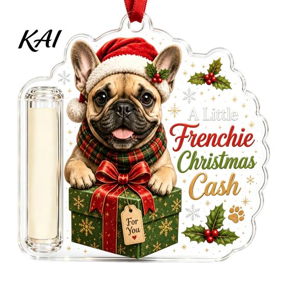 Holiday Gift Accessories Christmas Cash Holder Ornament, Cute Dog Clear Money for Birthday Gift, Xmas Tree Hanging Decoration Party Supplies Creative