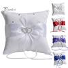 10x10 см романтическая свадебная подушка для обручального кольца с двойным сердцем и лентой, декор подушки