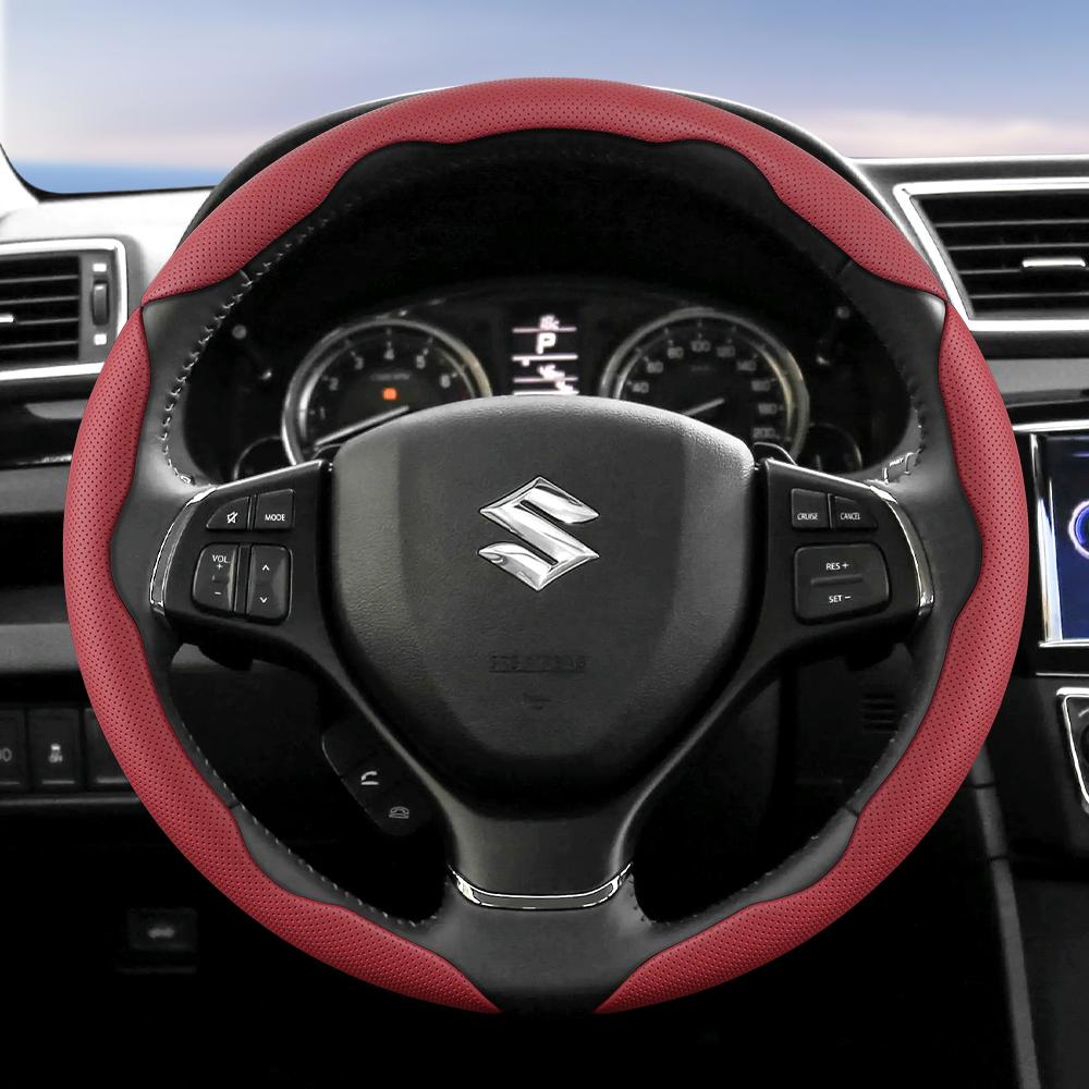 Подходит для Suzuki Дышащая Кожаная Накладка на Руль с Отверстиями Сегментированная Конструкция Быстрого Крепления Противоскользящая и Прочная Swift 2011 Sx4 Grand Vitara