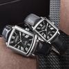 Часы с ремешком из натуральной кожи, календарь, аналоговые, водонепроницаемые, старинные, римские, стильные, парные часы, квадратные, кварцевые, черные, модные аксессуары