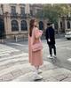 Women's Pink Double-Faced Cashmere Mid-Length Hepburn-Style Coat - 2025 Autumn/Winter Korean Fashion